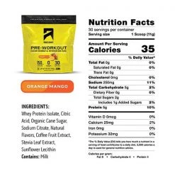 Gluten Free Ascent Protein Pre Workout - Orange Mango 30 Serving Bag