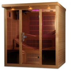 Heat Therapy Golden Designs Monaco 6-person PureTech™ Near Zero EMF FAR Infrared Sauna (Canadian Hemlock)