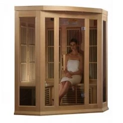 Maxxus Saunas Maxxus 3-Person Corner Low EMF FAR Infrared Sauna (Canadian Hemlock)