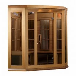 Maxxus Saunas Maxxus 3-Person Corner Low EMF FAR Infrared Sauna (Canadian Red Cedar) Heat Therapy