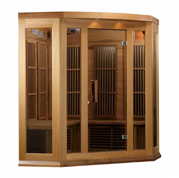 Maxxus Saunas Maxxus 3-Person Corner Low EMF FAR Infrared Sauna (Canadian Red Cedar) Heat Therapy 1 Maxxus Saunas Maxxus 3-Person Corner Low EMF FAR Infrared Sauna (Canadian Red Cedar) Heat Therapy