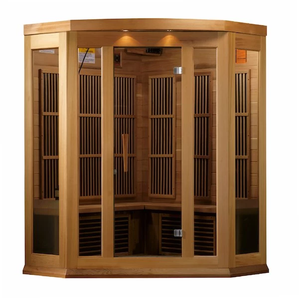 Maxxus Saunas Maxxus 3-Person Corner Low EMF FAR Infrared Sauna (Canadian Red Cedar) Heat Therapy 2 Maxxus Saunas Maxxus 3-Person Corner Low EMF FAR Infrared Sauna (Canadian Red Cedar) Heat Therapy