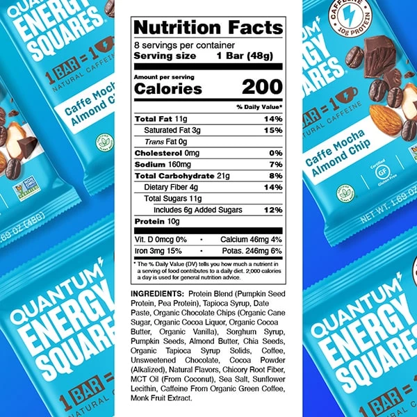 Quantum Energy Squares Quantum Caffe Mocha Almond Chip Energy & Endurance 3 Quantum Energy Squares Quantum Caffe Mocha Almond Chip Energy & Endurance
