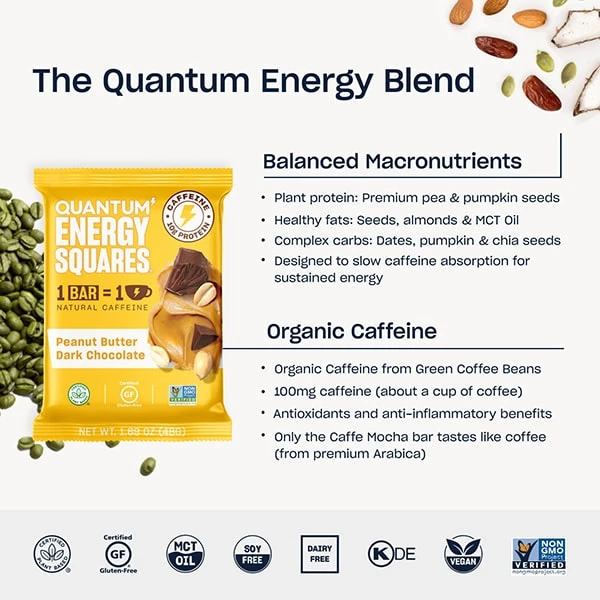 Quantum Energy Squares Energy & Endurance Quantum Coconut Almond Chocolate Chip 8 Quantum Energy Squares Energy & Endurance Quantum Coconut Almond Chocolate Chip