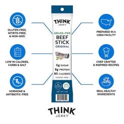 Food & Drinks Think Jerky Original 100% Grass-Fed Beef Stick 12 Food & Drinks Think Jerky Original 100% Grass-Fed Beef Stick