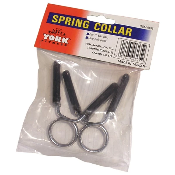 York Barbell 1" Spring Collars W/ Rubber Grips (pair) Weight Training 1 York Barbell 1" Spring Collars W/ Rubber Grips (pair) Weight Training