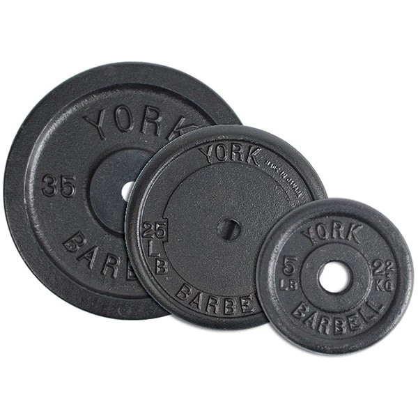 York Barbell 1" Standard Contour Cast Iron Plate Barbells, Weight Bars & Plates 1 York Barbell 1" Standard Contour Cast Iron Plate Barbells, Weight Bars & Plates