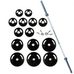 York Barbell 300Lb G-2 Rubber Olympic Plate Set Barbells, Weight Bars & Plates