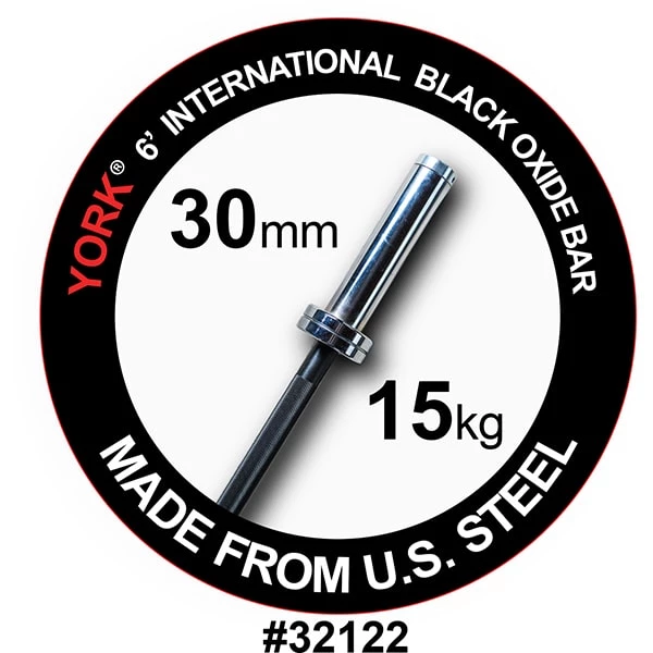 York Barbell 6' International Black Oxide Bar Barbells, Weight Bars & Plates 1 York Barbell 6' International Black Oxide Bar Barbells, Weight Bars & Plates