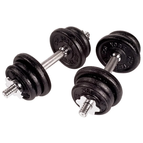 York Barbell Black Cast Iron Adjustable S/L Dumbbell Set 1 York Barbell Black Cast Iron Adjustable S/L Dumbbell Set
