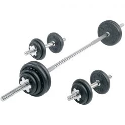 York Barbell Contour Cast Iron Spinlock Dumbbell / Barbell Set