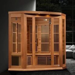 Maxxus Saunas Heat Therapy Maxxus 3-Person Corner Near Zero EMF FAR Infrared Sauna (Canadian Red Cedar)