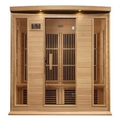 Maxxus Saunas Maxxus 4-Person Corner Near Zero EMF FAR Infrared Sauna (Canadian Red Cedar) Heat Therapy