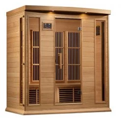 Maxxus Saunas Maxxus 4-Person Corner Near Zero EMF FAR Infrared Sauna (Canadian Red Cedar) Heat Therapy