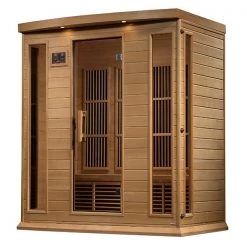Maxxus Saunas Maxxus 4-Person Corner Near Zero EMF FAR Infrared Sauna (Canadian Red Cedar) Heat Therapy