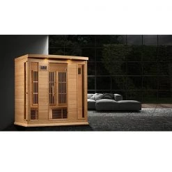 Maxxus Saunas Maxxus 4-Person Corner Near Zero EMF FAR Infrared Sauna (Canadian Red Cedar) Heat Therapy