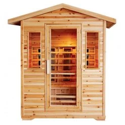 SunRay Cayenne 4 Person Outdoor Sauna With Ceramic Heaters Heat Therapy