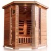 Heat Therapy SunRay Bristol Bay 4 Person Corner Cedar Sauna With Carbon Heaters